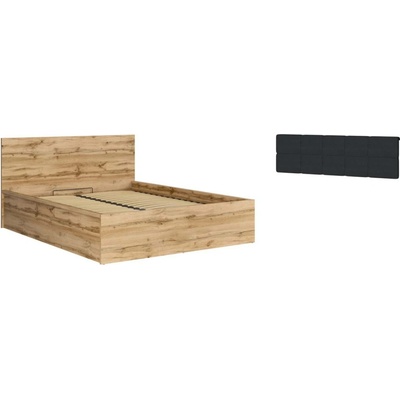 Black Red White Tetrix B1 s čalouněnou nakládkou černá / světlý dub deska S442-LOZ/140/B1