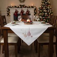 BBK Vánoční ubrus Christmas GLAM bílá vzor stromeček 110x160 cm
