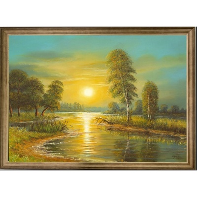 Bondecor Obraz "Slunce" - v dřevěném frézovaném rámu, 100x60cm