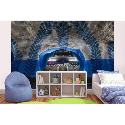 DIMEX ART Самозалепваща се флизелинова фототапета синя метростанция 375 x 250 см