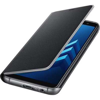Samsung Neon Flip Cover EF-FA530PBEGWW - оригинален кожен кейс със светещи ръбове за Samsung Galaxy A8 (2018) (черен)