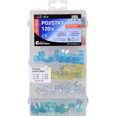 Compass Pojistky nožové MINI sada 120ks 7,5/10/15/20/25/30Amp