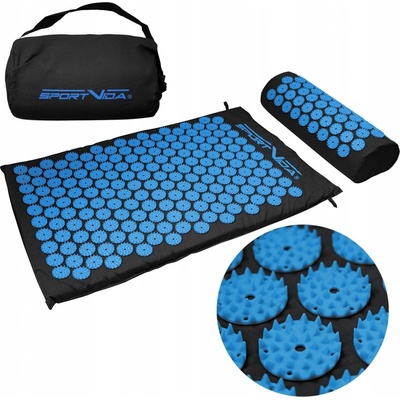 Sportvida Akupresurní a masážní podložka s polštářem 65 x 45 cm modrá