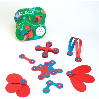 Clixo Flexibilná magnetická stavebnica 18 ks Flamingo/tyrkysová