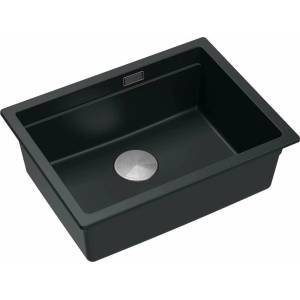 Quadron Logan 100 композитна мивка за под плот, черна - неръждаема стомана 59.5x45.1 см (HQJ6045U8_BS_U) Мивка за вграждане