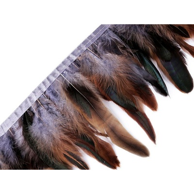 Prýmek - kohoutí peří 14-16 cm šedá 1 m