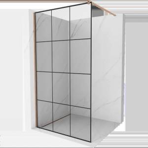Mexen Kioto стена за душ Walk-in 110 x 200 cm, черна решетка 8 mm, четкана мед - 800-110-101-65-77 (800-110-101-65-77)