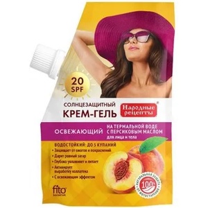 Fito Cosmetic - Слънцезащитен крем-гел с термална вода и масло от праскова SPF20