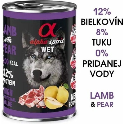 Alpha Spirit Adult Jahňacie s hruškou 400 g