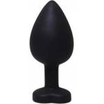 Fantasy by Cottelli Black large heart-shaped butt plug with white crystal