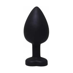 Fantasy by Cottelli Black large heart-shaped butt plug with white crystal