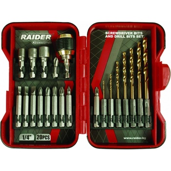 Raider Комплект накрайници и свредла Raider - 1/4 inch, 20 бр (157797)