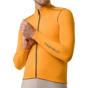 Castelli Мъжка фланелка с дълъг ръкав за колоездене Castelli Unlimited Trail 2 Jersey Cycling jersey - Vivid Orange / Deep Green (056-3782-0412)