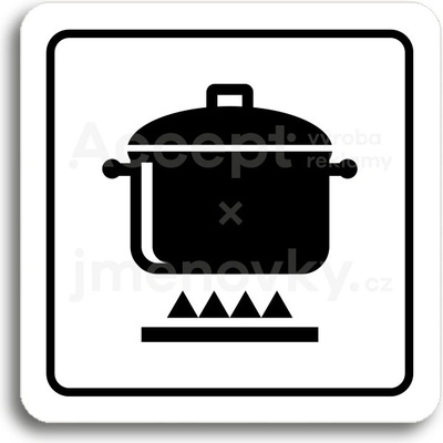 ACCEPT Piktogram kuchyň - bílá tabulka - černý tisk