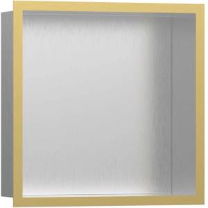 Hansgrohe XtraStoris Individual - Ниша за вграждане в стена с дизайнерска рамка, 30x30x10 см, матирана неръждаема стомана/златист вид 56097990 (56097990)