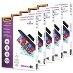 Fellowes Laminating Sheets A4, glossy, laminating film with 80 mic per side, featuring ImageLast alignment aid, for hot lamination, value pack with 500 high-quality laminating sheets (5 packs of 100 sheets eac