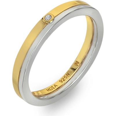 Hot Diamonds Pozlátený strieborný prsteň s diamantom Parellel DR308