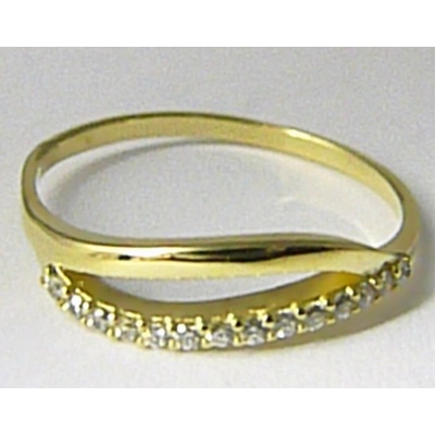 Klenoty Budín dámský celozlatý prsten posetý mnoha zirkony 223041269