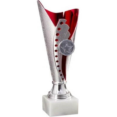 Plastová trofej Stříbrno-červená 21 cm