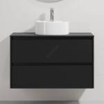 Bath Deluxe Шкаф за баня с мивка TRONDHEIM/VIKEDAL 90x57x46 см черно/бял (SETBT0151A)
