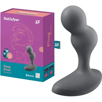 Анален стимулатор, контрол с приложение, 11, 2см. - Deep Diver Grey (SATISFY362)