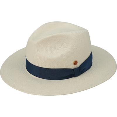 Mayser Gedeon luxusní panamský klobouk Fedora s modrou stuhou Exklusive UV faktor 80