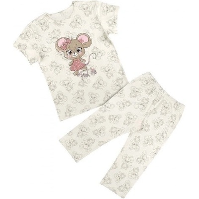 Donella Dívčí bavlněné pyžámko kr. rukáv kalhoty Baby Find Me krémové