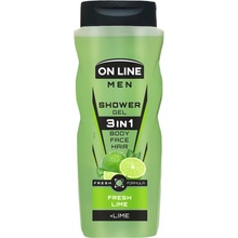 On Line Men Fresh Lime pánsky sprchový gél 3v1, 410 ml