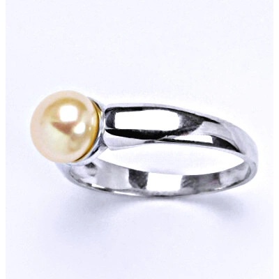 Čištín Stříbrný s lososovou přírodní perlou T 1180