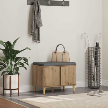vidaXL Пейка за коридор с възглавница с врата Дъб 60 x 38 x 46 см (891527)