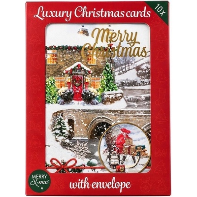žiadna značka Vianočné pohľadnice 10 ks s obálkami LUXURY Christmas zlaté rôzne vzory