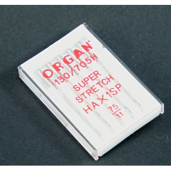 Stretchové ihly ORGAN SUPER STRETCH do šijacích strojov - 5 ks - veľkosť 75/11