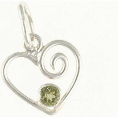 My Moldavite Stříbrný přívěsek s vltavínem srdce DR26 002