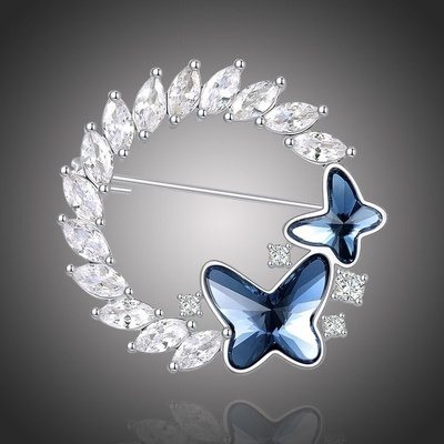 Éternelle brož Swarovski Elements Montanari II motýl B2193 modrá