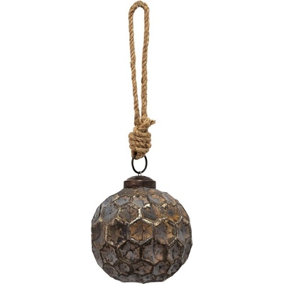 Clayre & Eef Měděná antik skleněná ozdoba Hexagon Copper S Ø 7*7 cm
