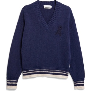 ARMEDANGELS Дамски пуловер ARMEDANGELS Women's Iconic Å College Knit Sweater Jumper - Tinted Navy / Oatmilk (117-3691-0214)