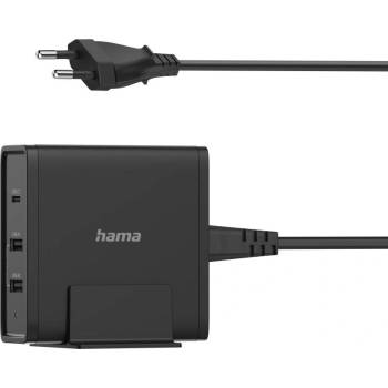 Hama Зарядно 220v hama 3 порта, usb-c, usb-a за лаптоп 5-20v/65w, (pd), Черно (200017)