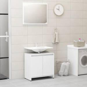 vidaXL Комплект мебели за баня, бял, инженерно дърво (802651)