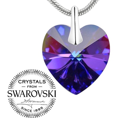 SILVEGO Strieborný prívesok Srdce Heliotrope so Swarovski® Crystals LSW007P