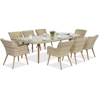 Garden Point Ексклузивен трапезен комплект с голяма маса Cordoba за 8 човека Garden Point sand (GAP058SD-8)