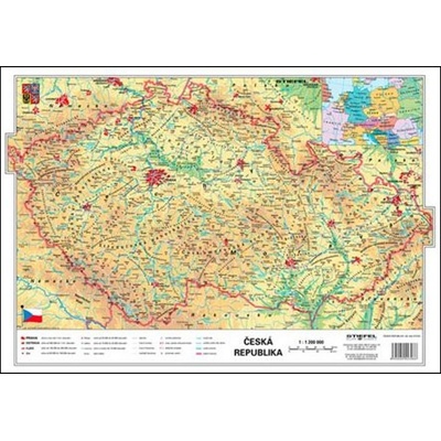 ČR fyzická kraje - mapa A3