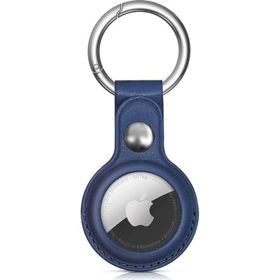 HT pouzdro pro Apple AirTag s karabinou PU kůže modrá 5907769372285