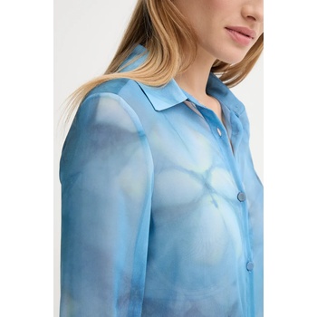 Sandro Ferrone Риза Sandro Ferrone дамска в синьо със стандартна кройка с класическа яка S32XBEMACEY (S32XBEMACEY)