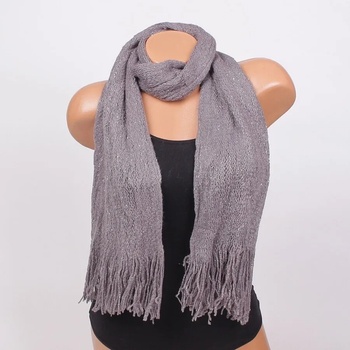 Image 1 of Сив плетен шал със сребристо ламе