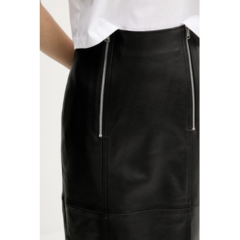 HUGO Кожена пола hugo в черно среднодълга със стандартна кройка 50542308 (50542308)