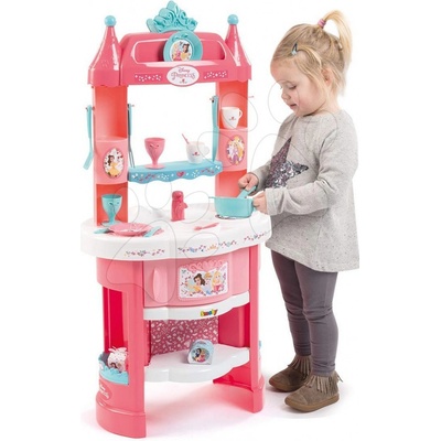 Smoby Kuchynka Princezné s vežičkami a 19 doplnkami obojstranná 48 cm výška prac dosky SM311700