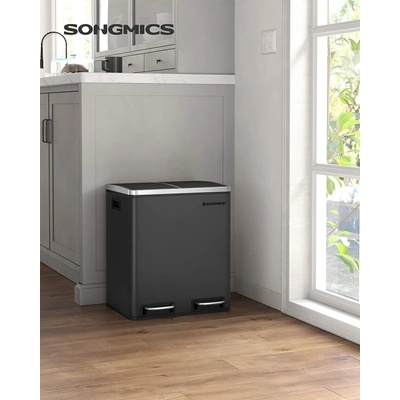 Songmics Kôš na triedený odpad 2 x 15 l čierny