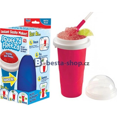 Kelímek na výrobu ledové tříště Squeezy Freezy - růžový – Sleviste.cz Kelímek na výrobu ledové tříště Squeezy Freezy - růžový – Sleviste.cz