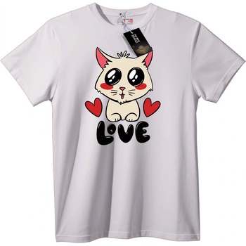 NOONEBRAND Тениска Сладко коте със сърца - 2XL, White
