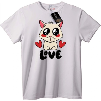 NOONEBRAND Тениска Сладко коте със сърца - 2XL, White